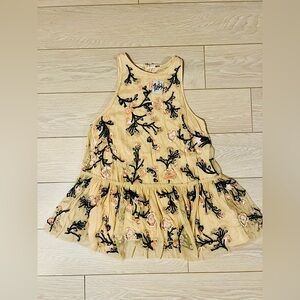 Free people Annabelle trapeze beaded jeweled dress size xs beige pink black NWT